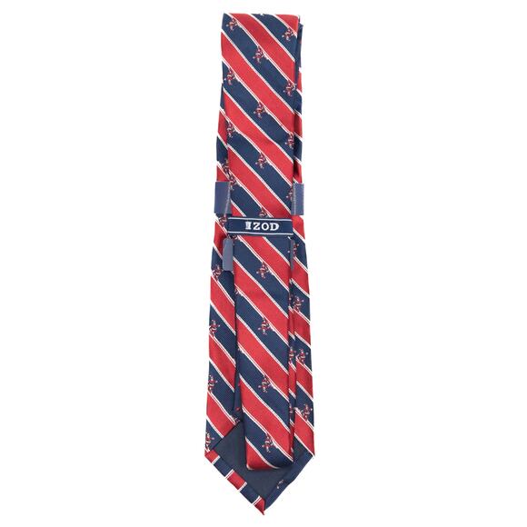 Izod Red & Blue Striped Silk Santa Skiing Christmas Neck Tie Necktie - Picture 3 of 7